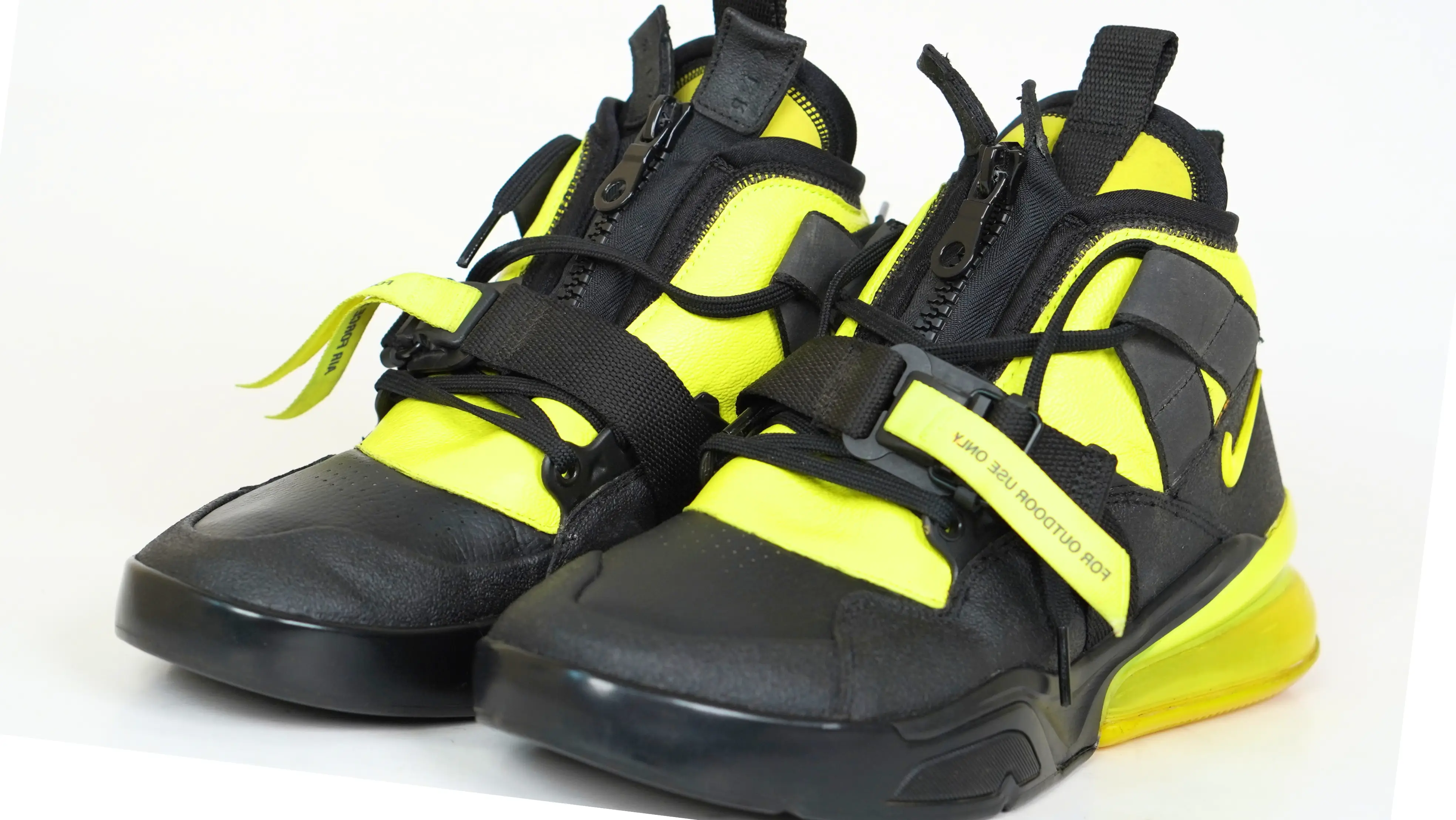 Before Nike Air Force 270 restoration peeling PU surface with dull, uneven tone