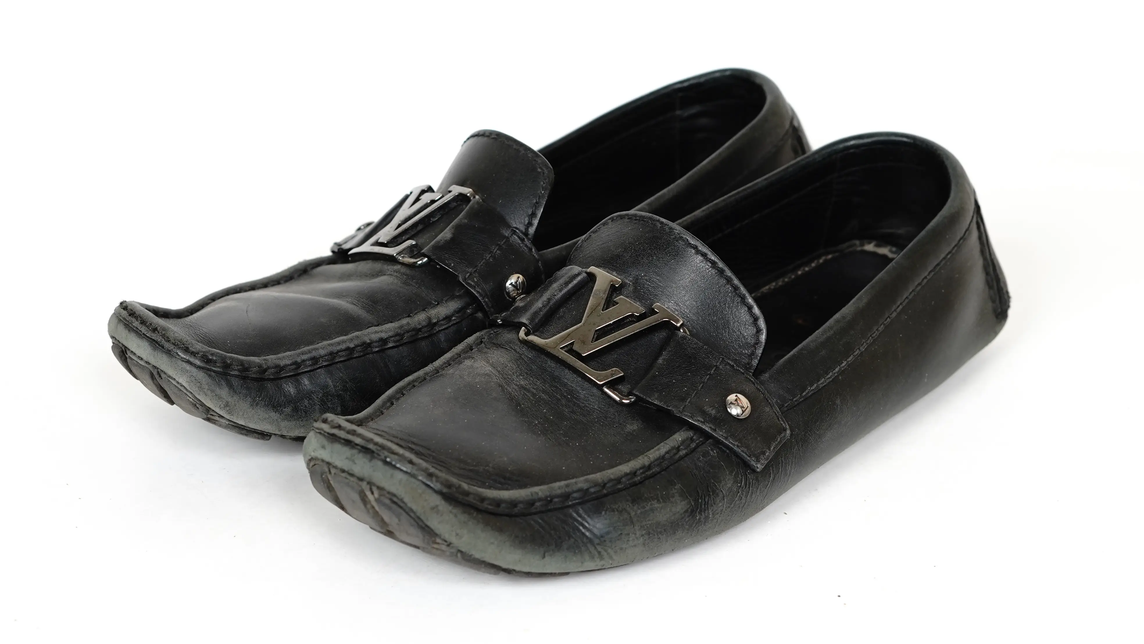 After Louis Vuitton loafers restoration rich, even tone with smooth, polished finish