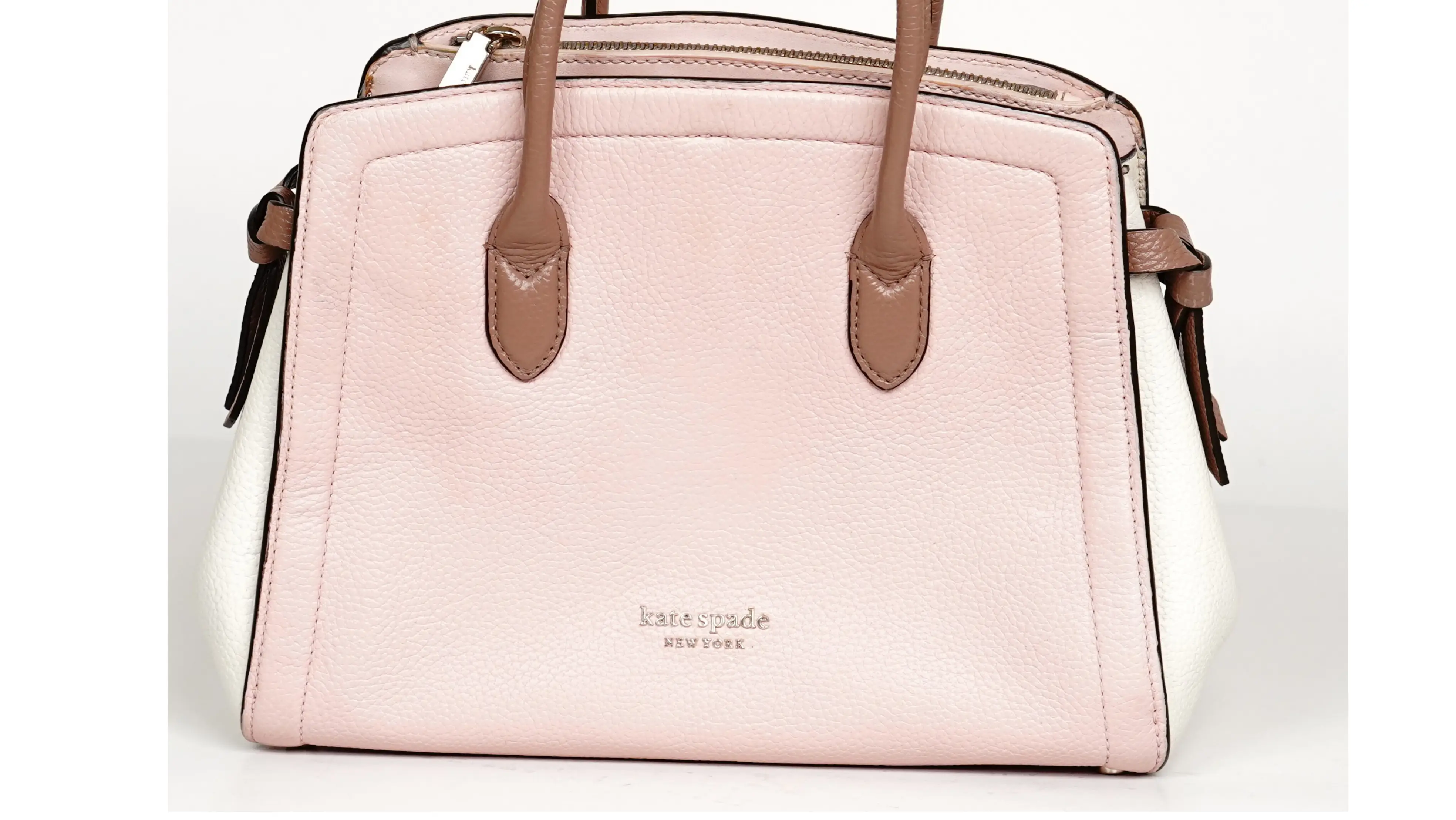 Before Kate Spade handbag restoration faded tone and surface dullness
