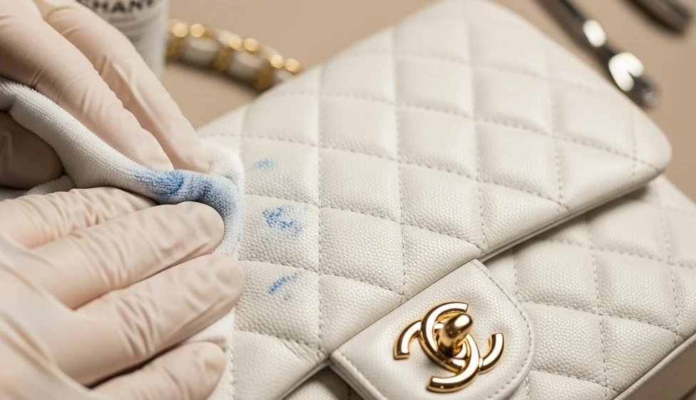 Artisan restoring Hermès and Louis Vuitton luxury handbags in The Leather Restorators atelier, Delhi NCR