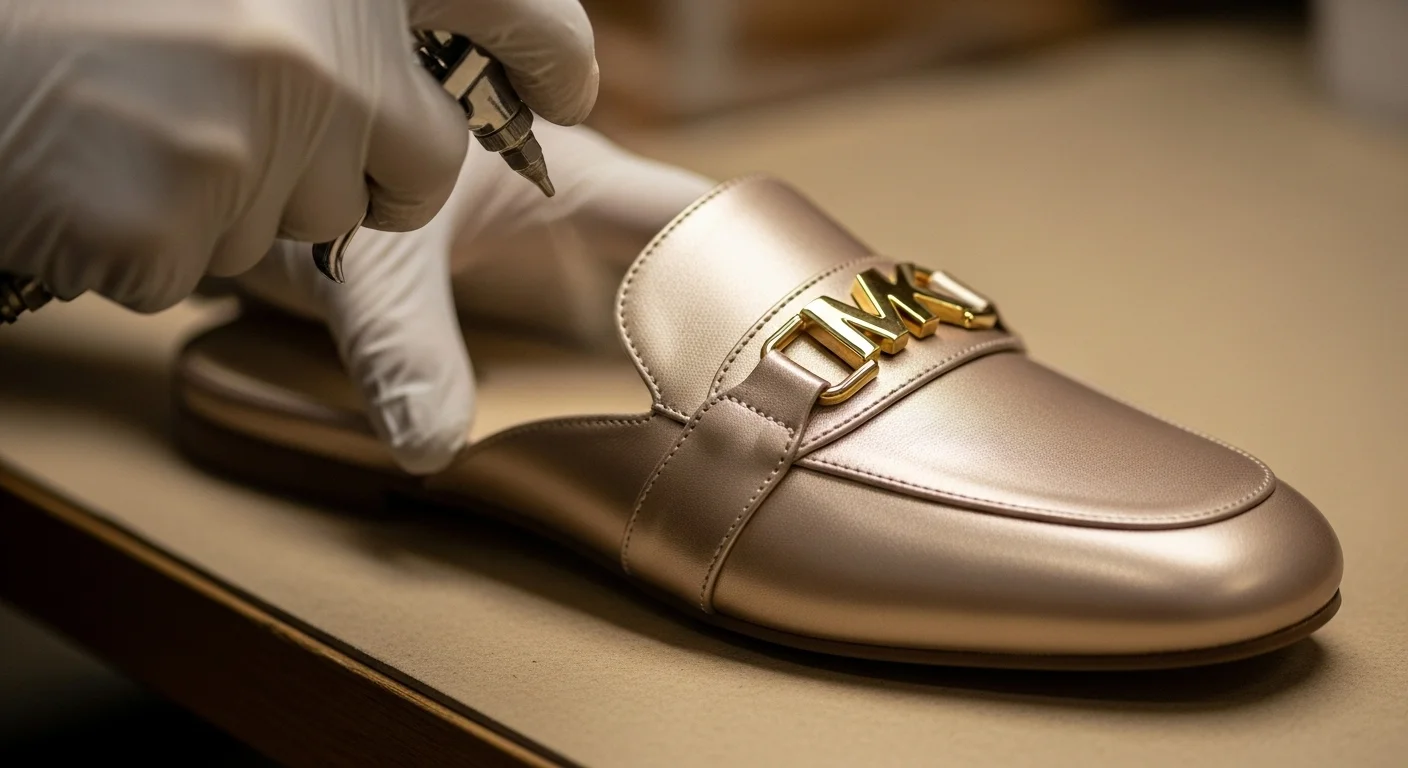 Metallic leather shoe finish restoration Delhi
