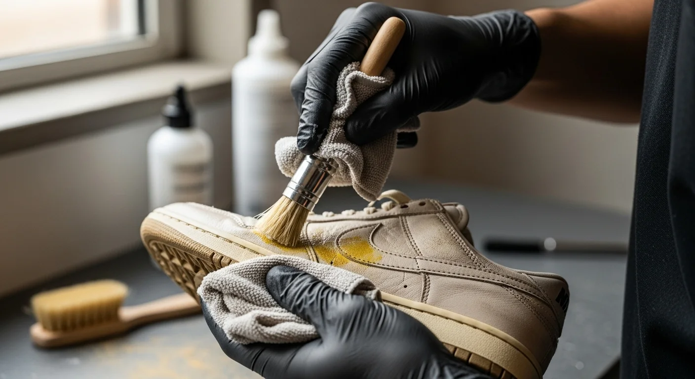 Leather shoe stain removal in Delhi atelier